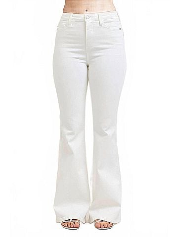 Judy Blue High Waist Tummy Control Flare Jeans in White (view 2)