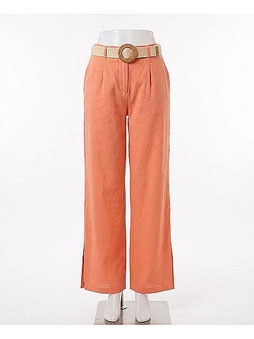 Blu Pepper Woven Wide Leg Pants in Orange (view 1)