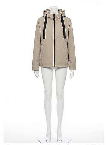 Tribal Hooded Zip Front Rain Jacket in Dry Sand (view 1)