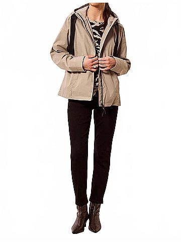 Tribal Hooded Zip Front Rain Jacket in Dry Sand (view 2)