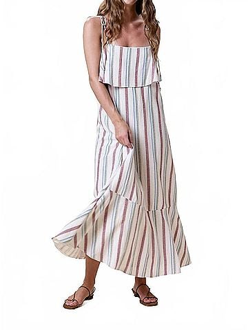 Cleobella Madera Ankle Dress in Multi-Colored Striped (view 2)