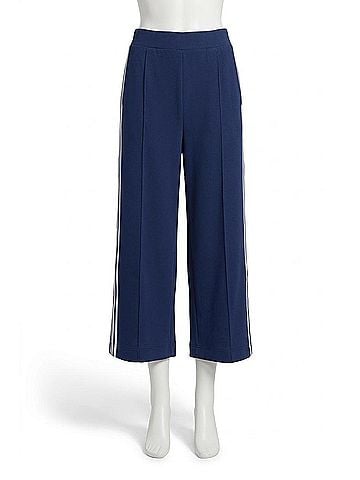 Joseph Ribkoff Striped Side Slit Culotte Pants in Indigo (view 1)