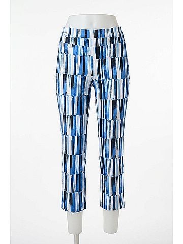Joseph Ribkoff Abstract Stripes Crop Pants in Blue/Vanilla (view 1)