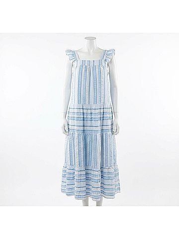 THML Tiered Maxi Dress in Blue Striped (view 1)