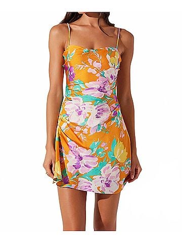 Astr Women's Cerinthe Satin Floral Mini Dress in Multi (view 2)