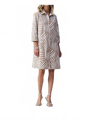 Joseph Ribkoff Stretch Poplin Tropical Print Shirt Dress in Dune/Vanilla (view 2)