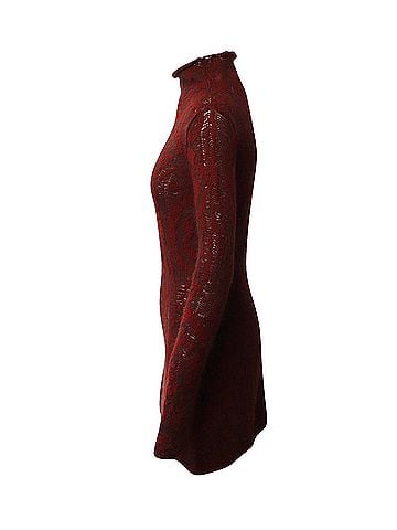 ETRO Etro Paisley Jacquard Turtleneck Mini Dress in Red Wool (view 2)