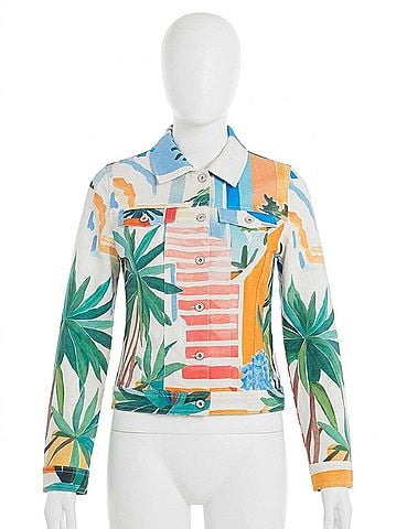 Dolcezza Women's Pots On The Stairs Jean Jacket in Multicolor (view 1)