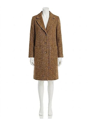 Tribal Tweed Duster Coat in Mocha Brown (view 1)