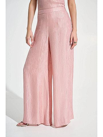 Joseph Ribkoff Crinkle Jacquard Pull-On Wide Leg Pants in Misty Rose (view 2)
