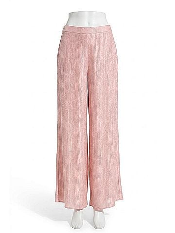 Joseph Ribkoff Crinkle Jacquard Pull-On Wide Leg Pants in Misty Rose (view 1)