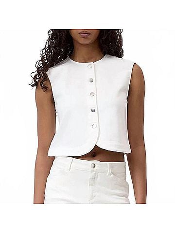 Closed Denim Crew Neck Vest in White (view 2)