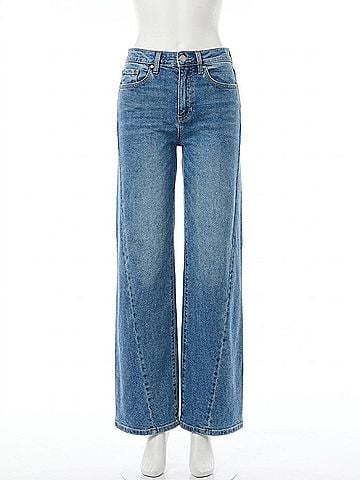 Just Black Twisted Seam Wide Leg Jeans in Medium (view 1)