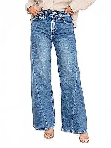 Just Black Twisted Seam Wide Leg Jeans in Medium (view 2)