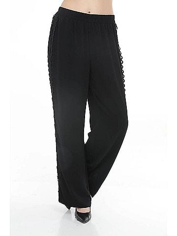 Joseph Ribkoff Guipure Lace Inset Wide-Leg Pants in Black (view 2)