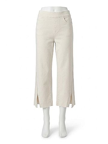Joseph Ribkoff Embellished Side Slit Culotte Jeans in Birch (view 1)
