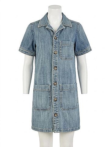 Kut from the Kloth Women's Denim Dress With Button Front And Pockets in Unfailing Wash (view 1)