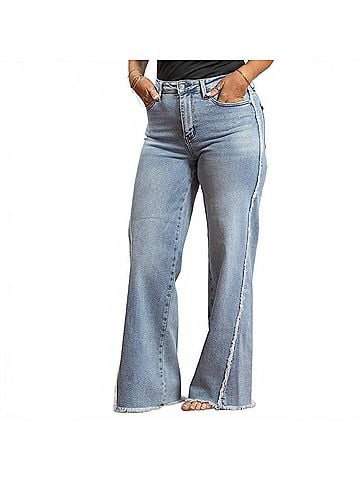 Judy Blue Randi Wide Leg Denim Jeans in Light Wash (view 2)