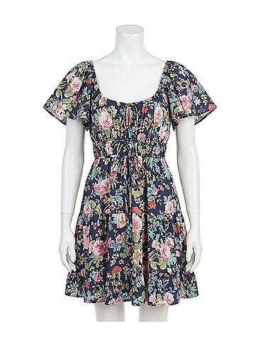 Blu Pepper Floral Front Tie Tiered Mini Dress in Multi (view 1)