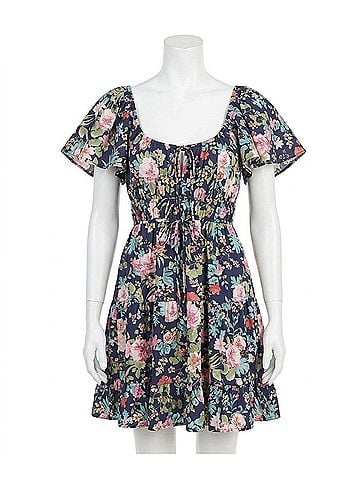 Blu Pepper Floral Front Tie Tiered Mini Dress in Multi (view 1)