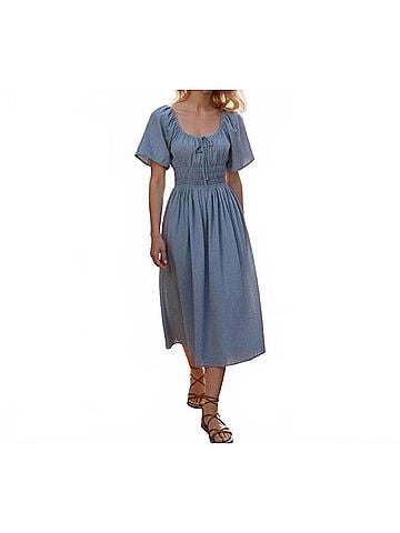 FRNCH The Darya Midi Dress in Cornflower Mist (view 2)