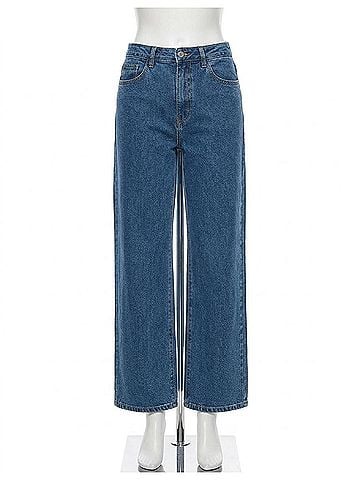 Just Black Women's Longer Length Wide Leg Jeans in Blue (view 1)
