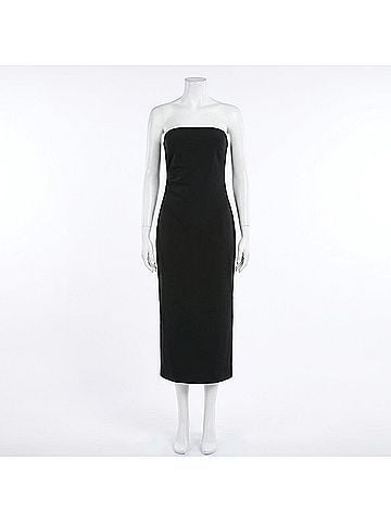 Vince. Side Pleat Strapless Dress in Black (view 1)