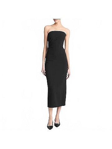 Vince. Side Pleat Strapless Dress in Black (view 2)