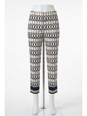 Joseph Ribkoff Geometric Print Straight Ankle Pants in Vanilla/Multi (view 1)