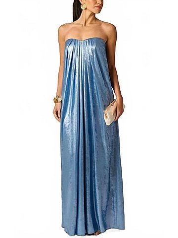 Adrianna Papell Foil Chiffon Gown in Azure Blue (view 2)