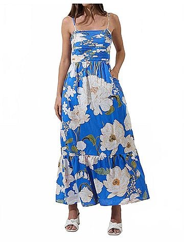 Sugarlips The Charleston Floral Maxi Dress in Blue/Cream (view 2)