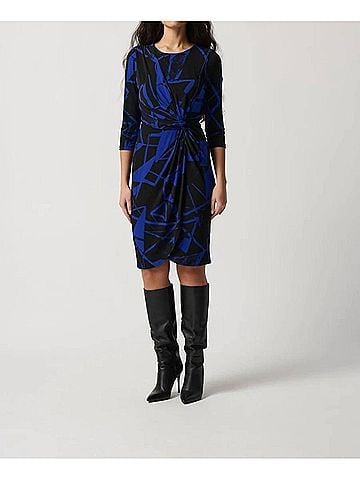 Joseph Ribkoff Knee Length Sheath Dress in Black/Royal Sapphire (view 2)
