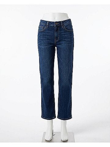 Judy Blue Mid Rise Short Seam Straight Jean in Dark Wash (view 1)