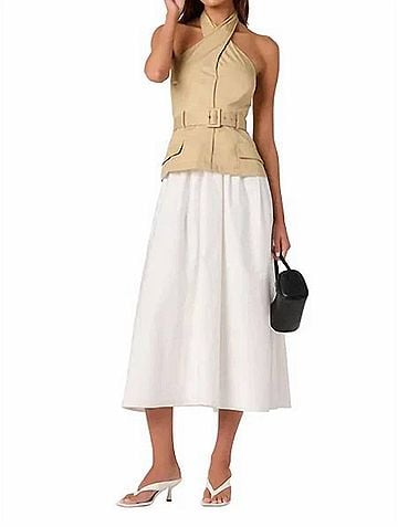 Astr Aleda Midi Dress in Beige/ White (view 2)