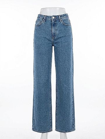 Just Black Women's Longer Length Wide Leg Jeans in Dark Blue (view 1)