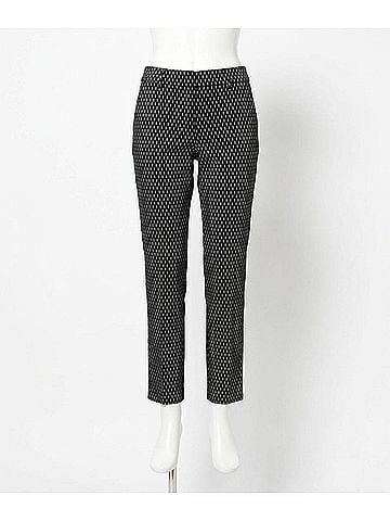Joseph Ribkoff Slim Formal Geometric Trousers in Black/Silver (view 1)