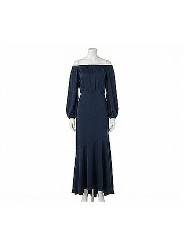 Sachin + Babi Kai Satin Crepe Off Shoulder Dress in Indigo (view 1)
