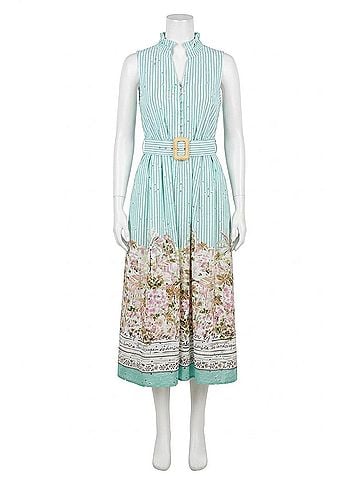 Entro Riviera Postcard Midi Dress in Mint/White (view 1)