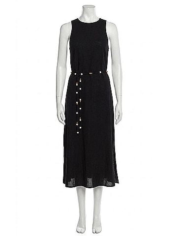 Bella Dahl Bias Midi Dress With Beaded Belt in Black (view 1)