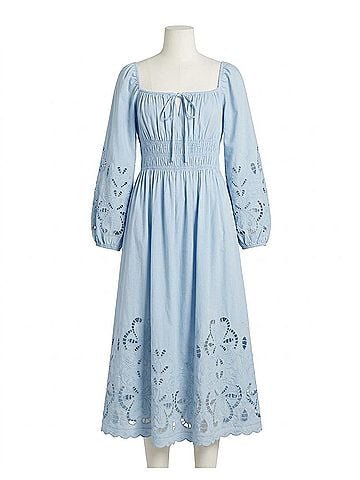Astr Wisnia Eyelet Embroidered Dress in Blue (view 1)