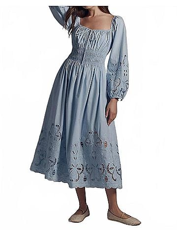 Astr Wisnia Eyelet Embroidered Dress in Blue (view 2)