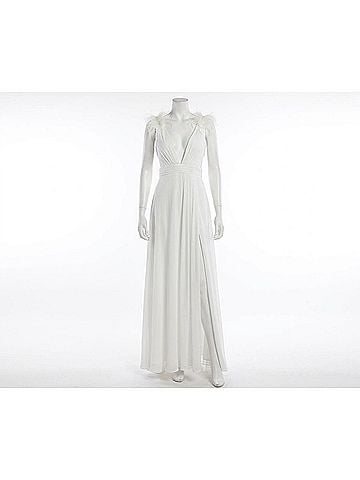 Mac Duggal Women's Ostrich Feather A-Line Gown in White (view 1)