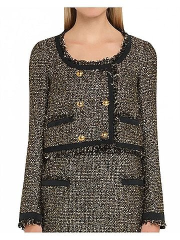 Ulla Johnson Anisa Tweed U-Neck Jacket in Tapestry (view 2)