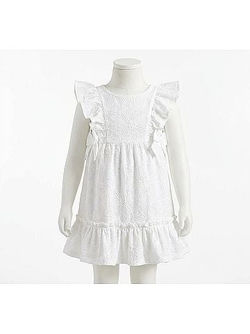 Mayoral Girls Embroidered Dress in White (view 1)