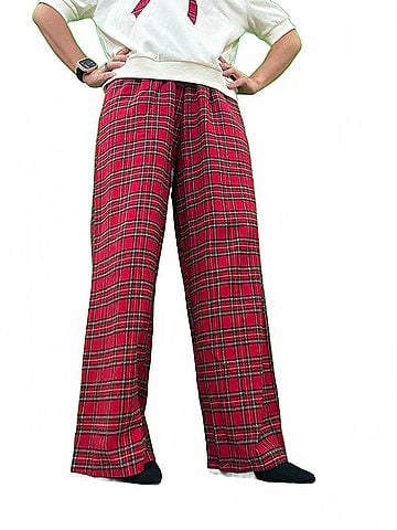 She + Sky Woven Long Pants in Red Plaid (view 2)