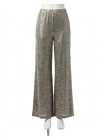 Joseph Ribkoff Foiled Wide-Leg Pants in Beige Multi (view 1)