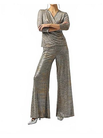 Joseph Ribkoff Foiled Wide-Leg Pants in Beige Multi (view 2)