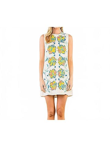 THML The Petal Parade Sleeveless Floral Shift Dress in White (view 2)