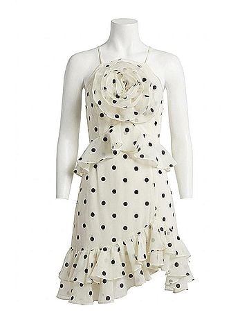 Lucy Paris Remy Polka Dot Rosette Ruffle Minidress in White (view 1)
