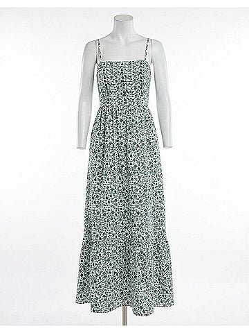 Sugarlips Sima Pleated Maxi Dress in White Green (view 1)